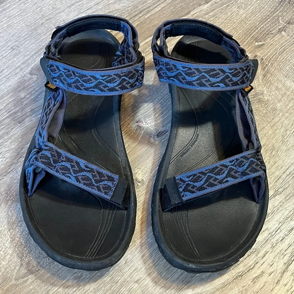 Teva Terra Fi 5 Universal Mens 10 Black Blue Geometric Hiking Sandals 1093379
